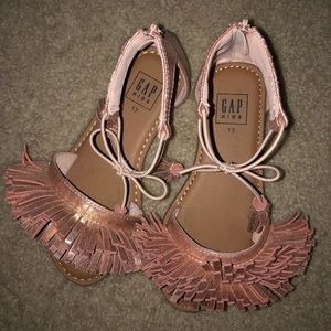 Girls Rose Gold Fringe Sandals